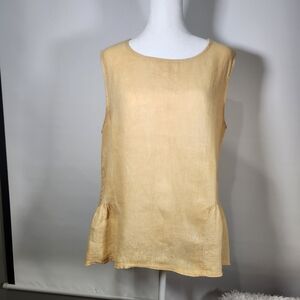 2 For 20 Francesca's Collections Yellow Sleeveless Boxy Tank Top 100% Linen